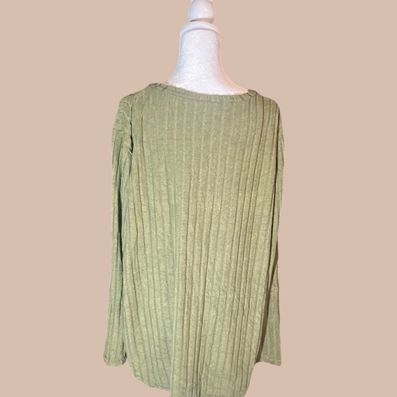 NWT Elegant Olive Green Ribbed V-Neck Sweater Perfect for Any Occasion Plus size - Picture 5 of 8